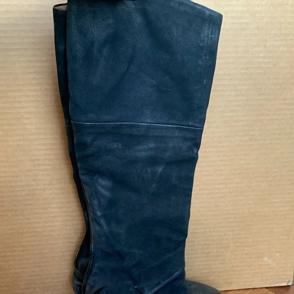 A.S.98 Women's Sabina Wedge Leather Suede Boots Black sz 38 7.5 Side Zip Ankle